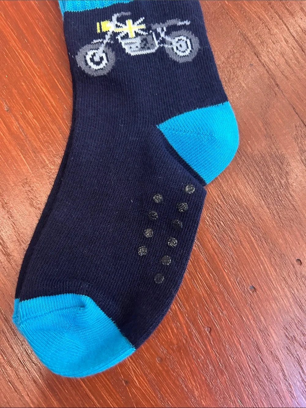Gymboree Navy and Bright Blue Motorcycle Grip Sock